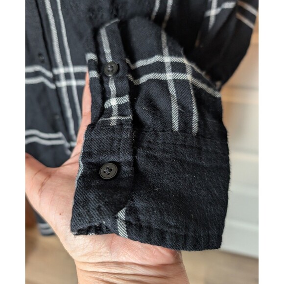 Lucky Brand Size S Blouse Flannel Boyfriend Black & White Button Down Soft - Picture 5 of 10